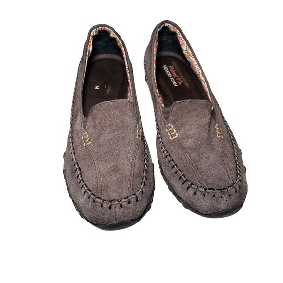 Skechers Loafers 7.5  Soft Taupe Suede Academia Slip-Ons‎ Comfortcore - Picture 1 of 12